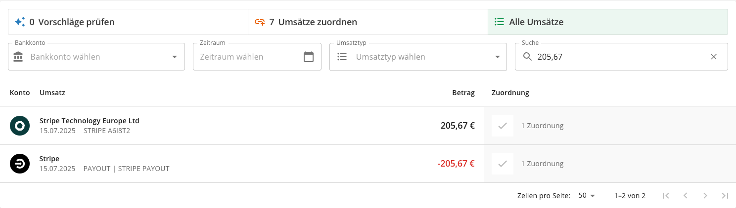 Payoutverwaltung in Lexware Office